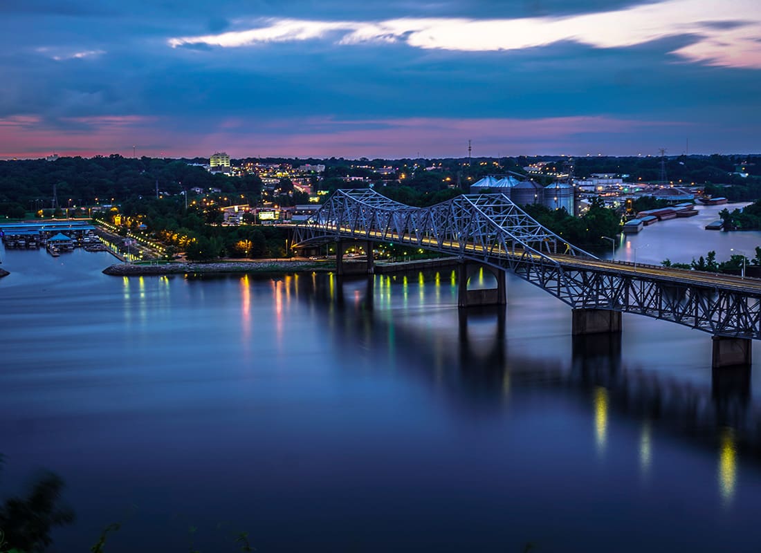 Florence, AL - Aerial View of O'Neal Bridge, Florence , Alabama